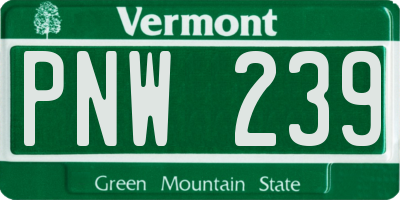 VT license plate PNW239
