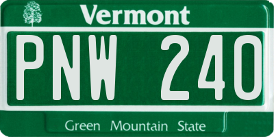 VT license plate PNW240
