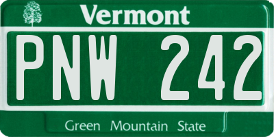 VT license plate PNW242