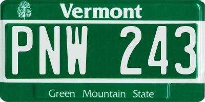 VT license plate PNW243