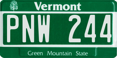 VT license plate PNW244