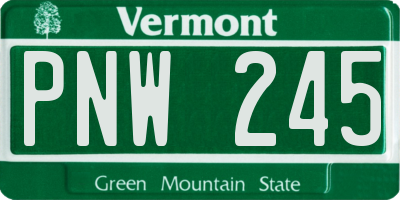 VT license plate PNW245