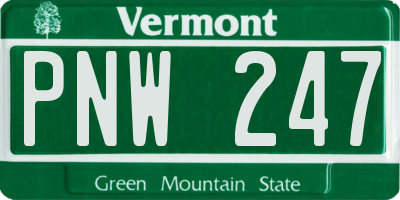 VT license plate PNW247