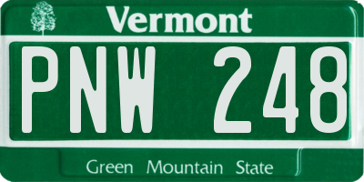 VT license plate PNW248