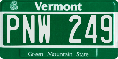 VT license plate PNW249