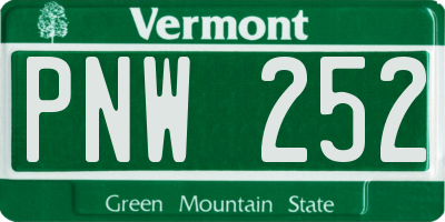 VT license plate PNW252