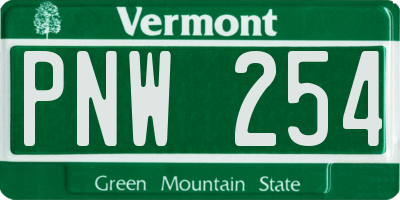 VT license plate PNW254