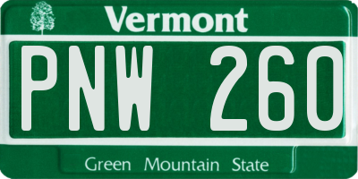 VT license plate PNW260