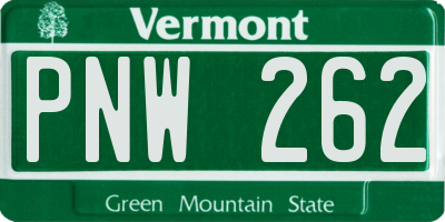 VT license plate PNW262