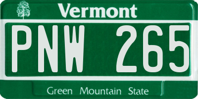 VT license plate PNW265