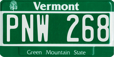 VT license plate PNW268