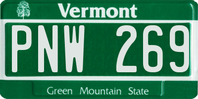 VT license plate PNW269