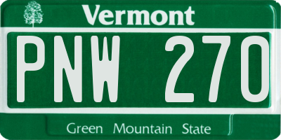 VT license plate PNW270