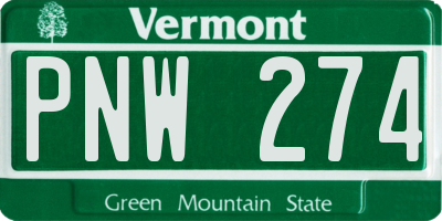 VT license plate PNW274