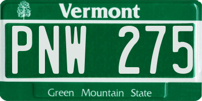 VT license plate PNW275