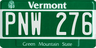 VT license plate PNW276