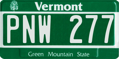 VT license plate PNW277