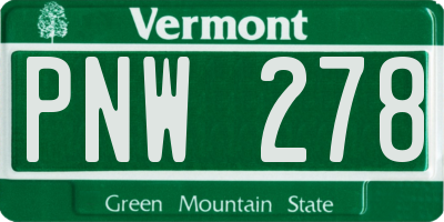 VT license plate PNW278