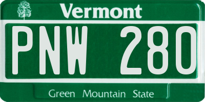 VT license plate PNW280