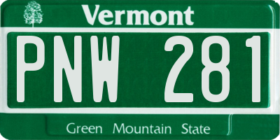 VT license plate PNW281