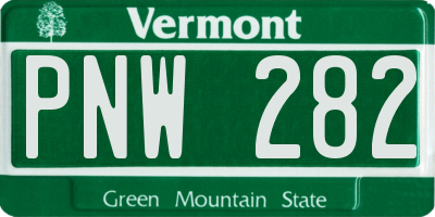 VT license plate PNW282