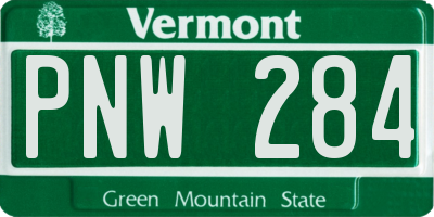 VT license plate PNW284