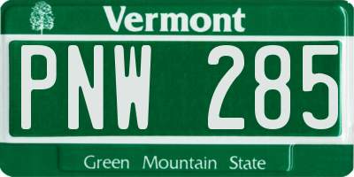 VT license plate PNW285