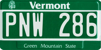 VT license plate PNW286