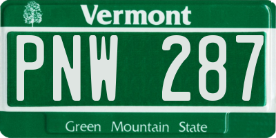 VT license plate PNW287