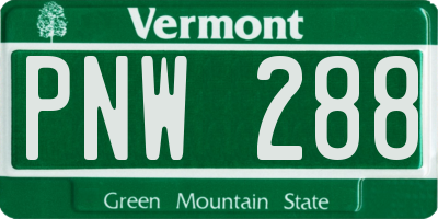 VT license plate PNW288
