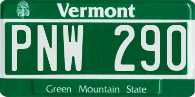 VT license plate PNW290