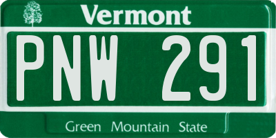 VT license plate PNW291