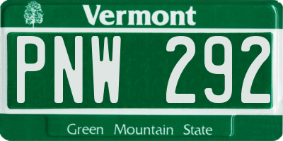 VT license plate PNW292