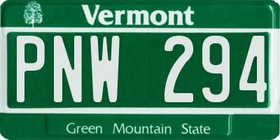 VT license plate PNW294