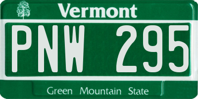 VT license plate PNW295