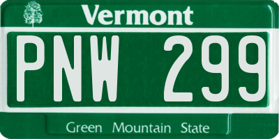 VT license plate PNW299