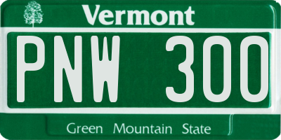 VT license plate PNW300