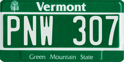 VT license plate PNW307