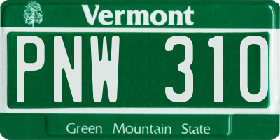 VT license plate PNW310