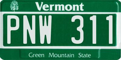 VT license plate PNW311