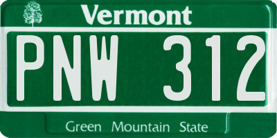 VT license plate PNW312