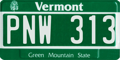 VT license plate PNW313