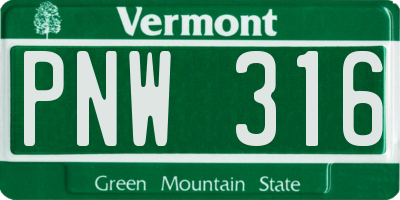 VT license plate PNW316
