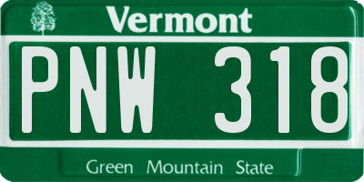 VT license plate PNW318