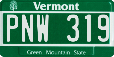 VT license plate PNW319