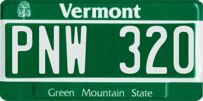 VT license plate PNW320