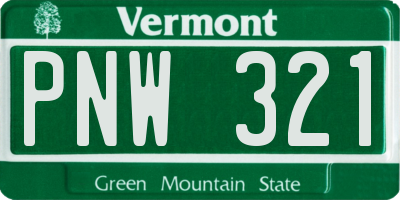 VT license plate PNW321