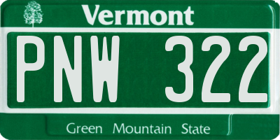 VT license plate PNW322