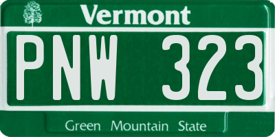 VT license plate PNW323