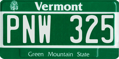 VT license plate PNW325
